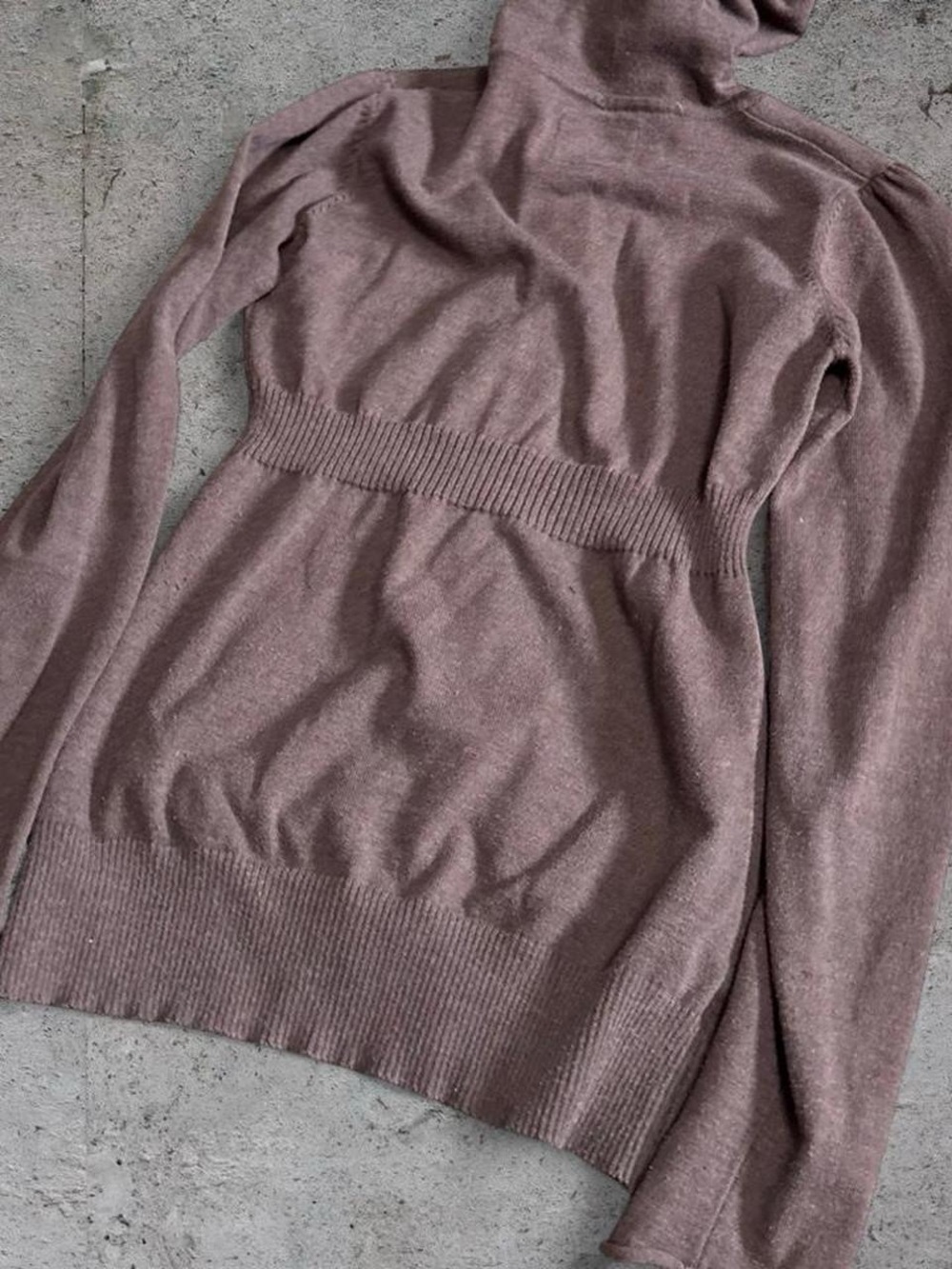 ❌SOLD❌Y2K Baby Doll Cinch Hooded Brown Cardigan Sweater - Picture 5 of 5